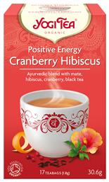 Μαύρο Τσάι Βιολογικό Positive Energy Cranberry Hibiscus 17 Φακελάκια 30.6gr Yogi Tea