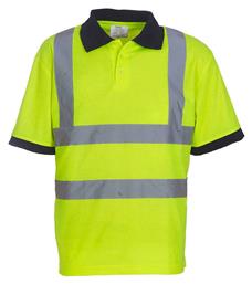 HVJ210 Κοντομάνικη Μπλούζα Εργασίας Polo με Αντανακλαστικές Ταινίες Κίτρινη Yoko