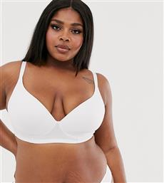 Yours Plus Size moulded non-wired t-shirt bra in white από το Asos