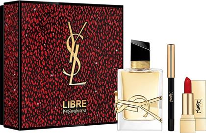 Ysl Libre Eau de Parfum 50ml, Mini Dessin Du Regard Eyeliner 01 Black & Mini Rouge Pur Couture Lipstick 01 Rossetto από το Milva