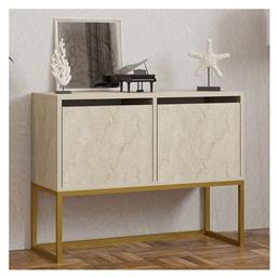 Zermat Κονσόλα Ξύλινη Μπεζ Travertine - Χρυσό Μ90xΠ34xΥ70εκ. Megapap