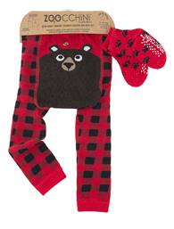 Σετ Παιδικά Κολάν Μακριά Πολύχρωμα Grip+Easy Crawler Pants & Socks Set Zoocchini